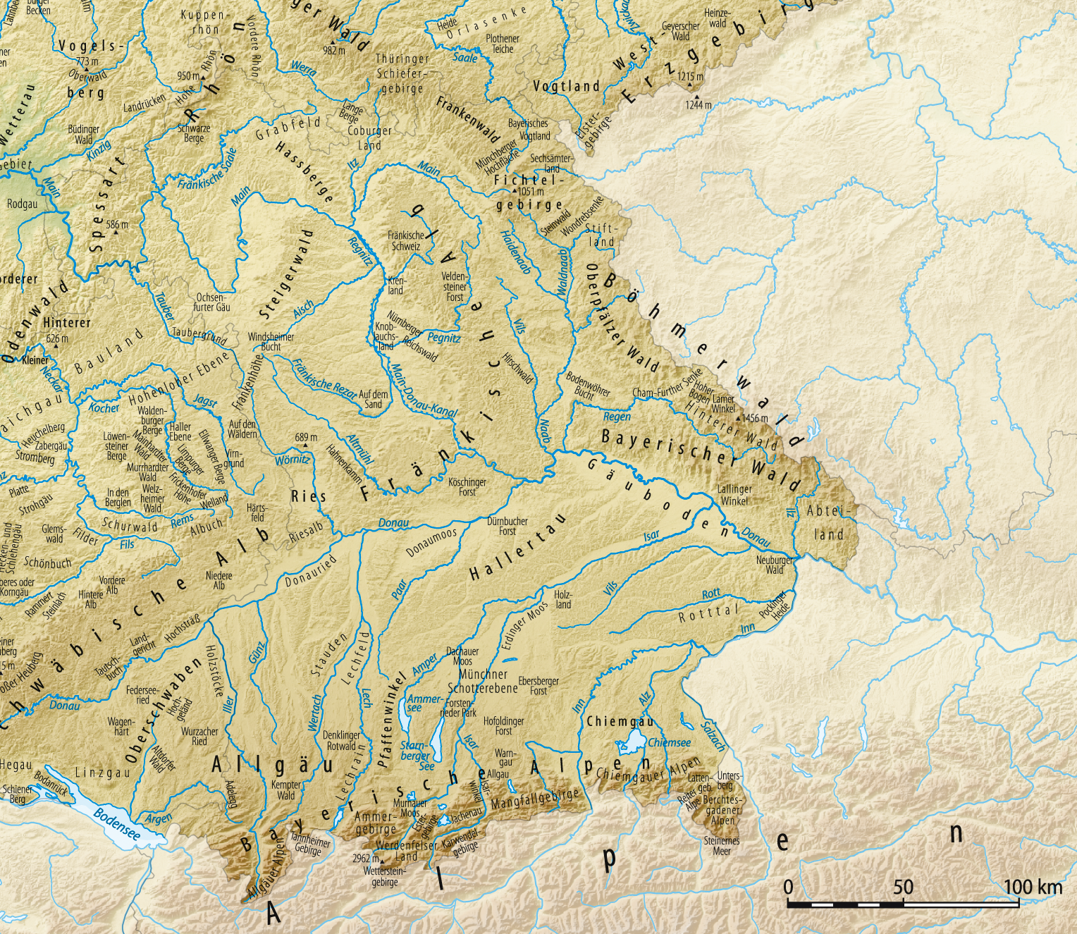 Karte der Bayerischen Alpen Karte