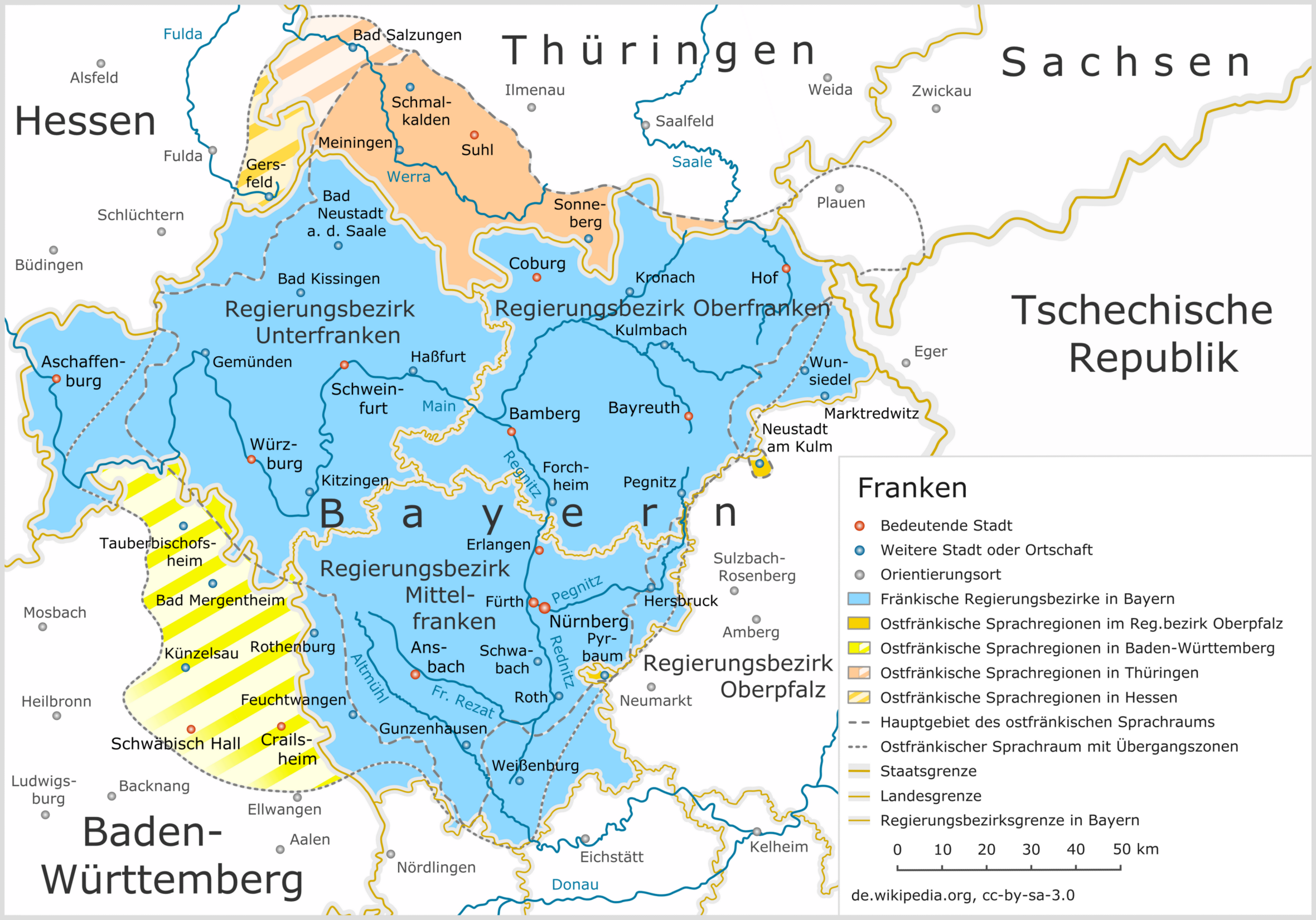 Karte von Nordbayern und Franken Karte