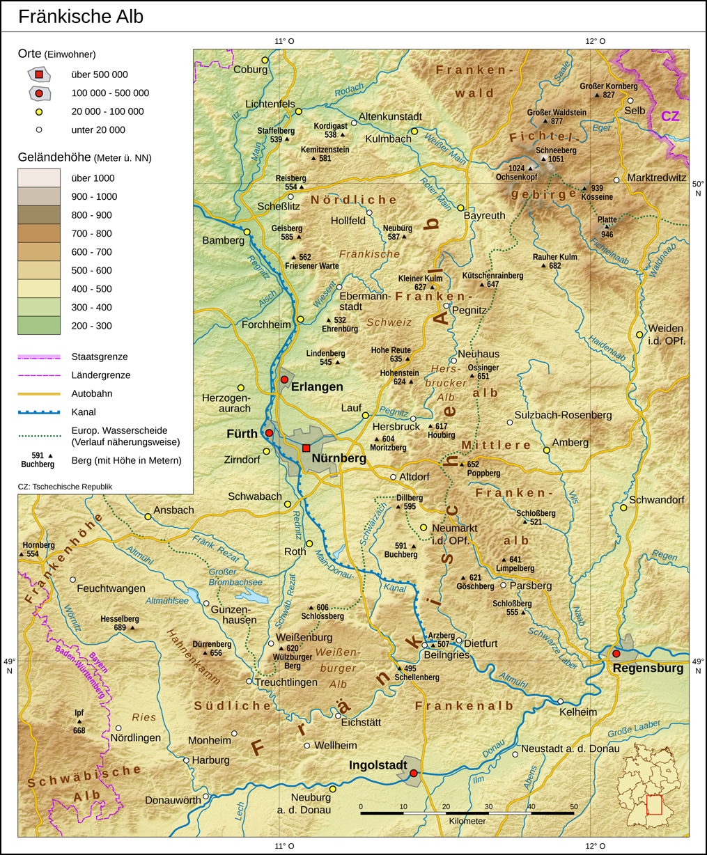 Karte der Region Franken Karte